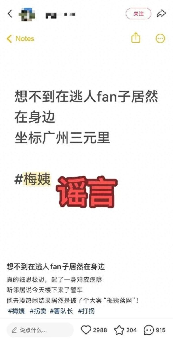警方辟谣：“梅姨”在广州三元里落网是假消息